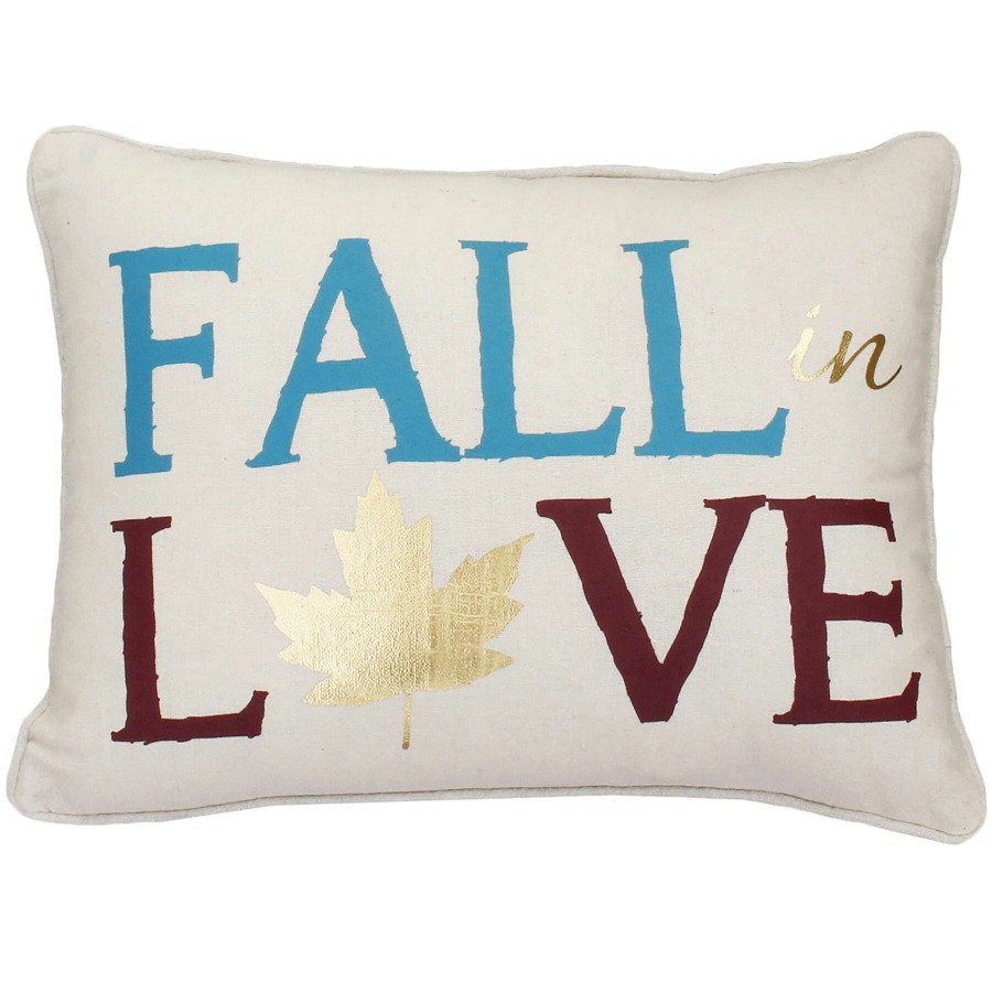 Home Accessories * | Fall In Love Throw Pillow With Gold Leaf, 18 X 14 Discount Store