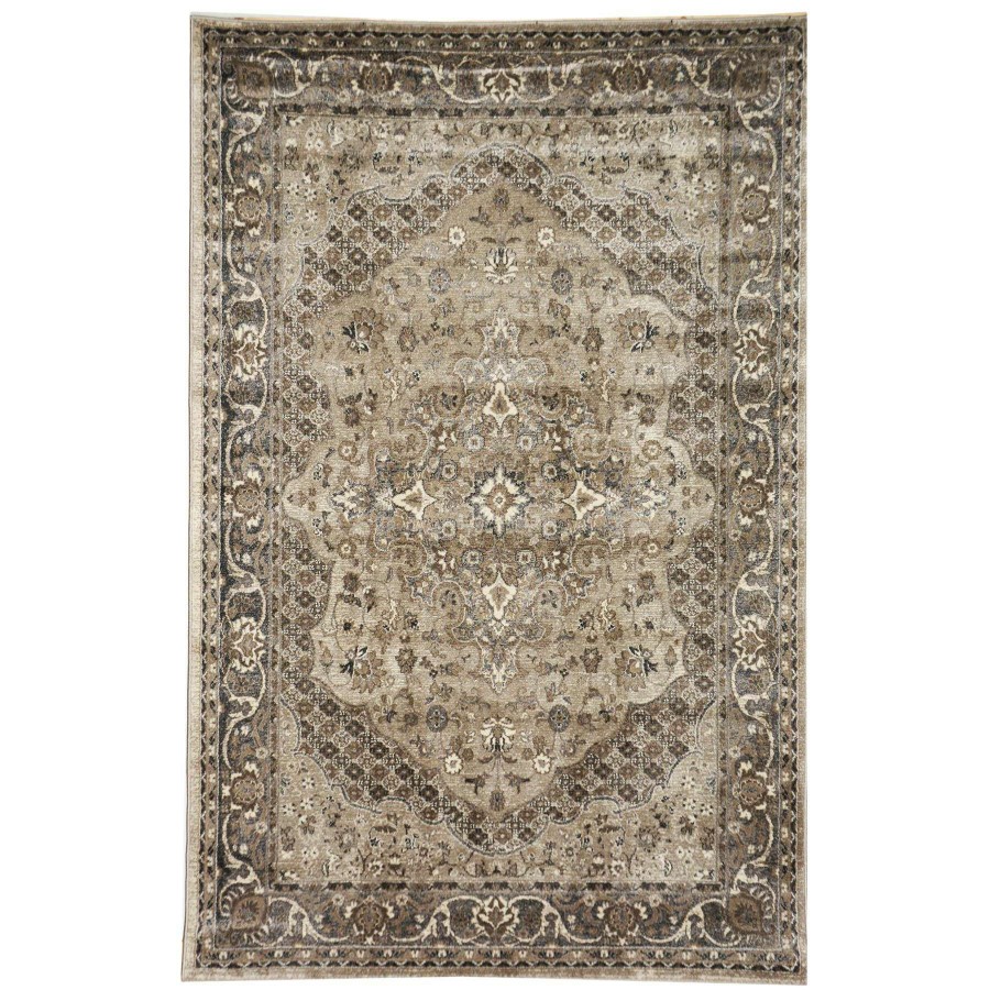 Rugs & Curtains * | (B492) Grey & Beige Traditional Antiqua Looking Medallion, 7 10 Lower Prices