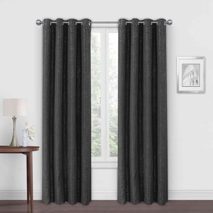 Rugs & Curtains * | Brooks Black & Silver Blackout Grommet Curtain Panel, 84 Quality Guarantee