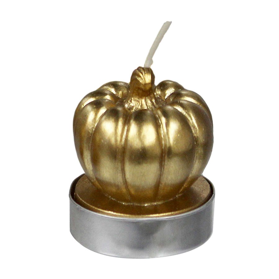 Home Accessories * | Grace Mitchell 6-Pack Gold Pumpkin Tealight Candles Discount Store