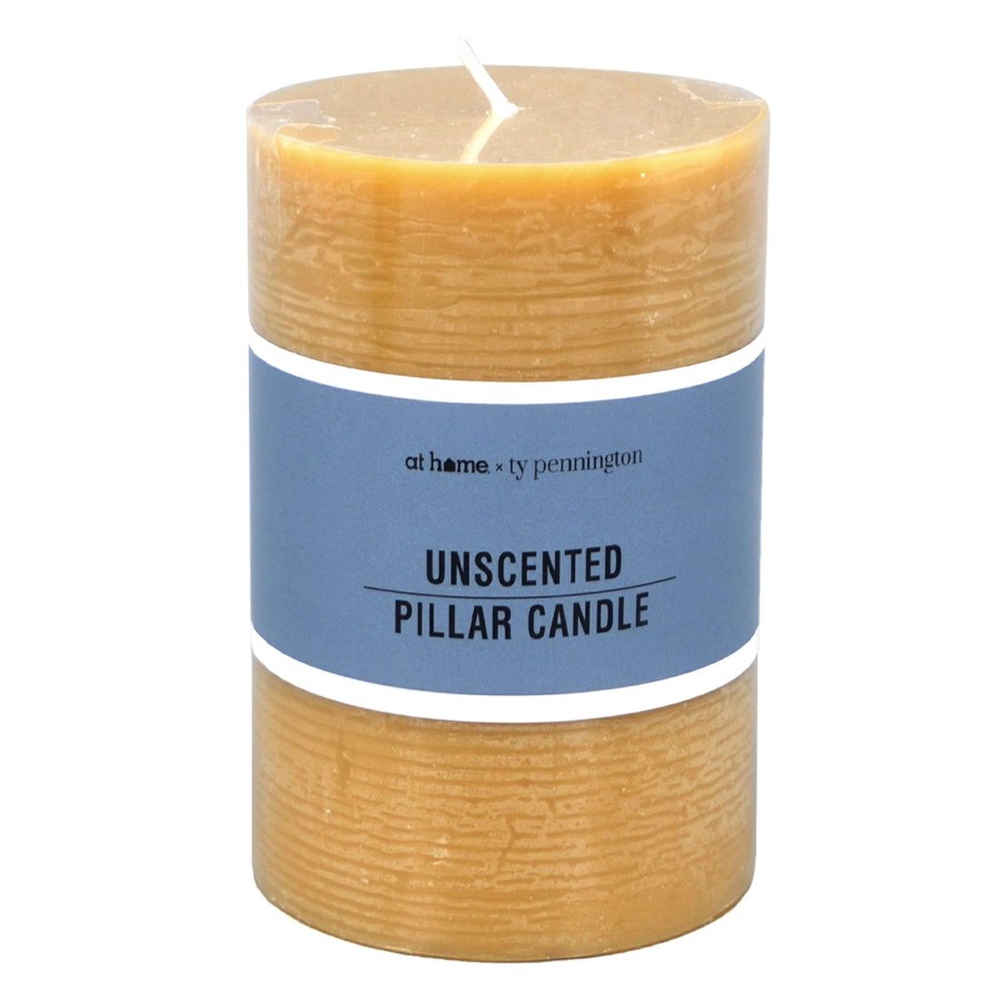 Home Accessories * | Ty Pennington Orange Unscented Rustic Pillar Candle, 4 Discount Store