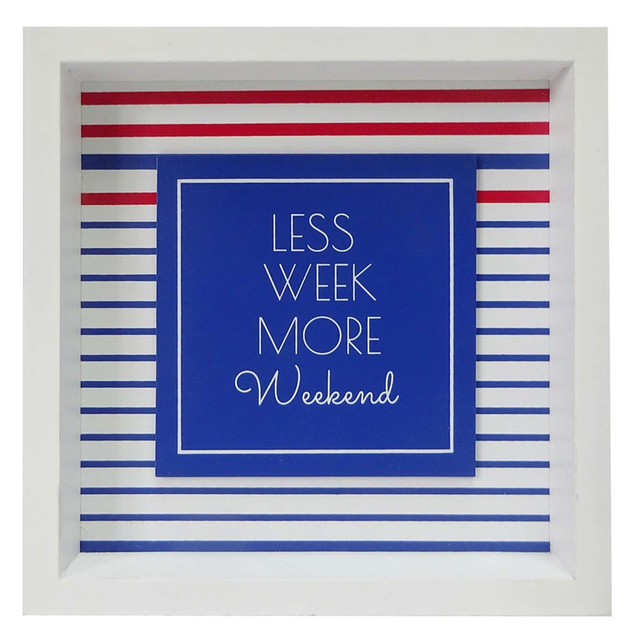 Home Accents * | Less Week More Weekend Striped Block Sign, 8 Classical Style