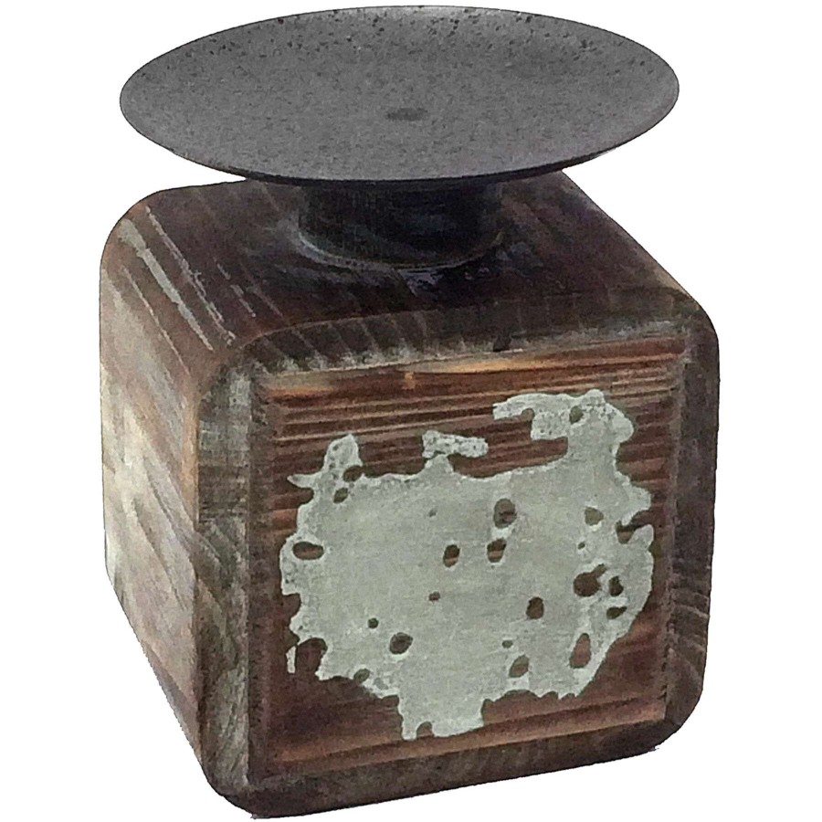 Home Accents * | Wooden Iron Candle Holder, 6 Premium Product