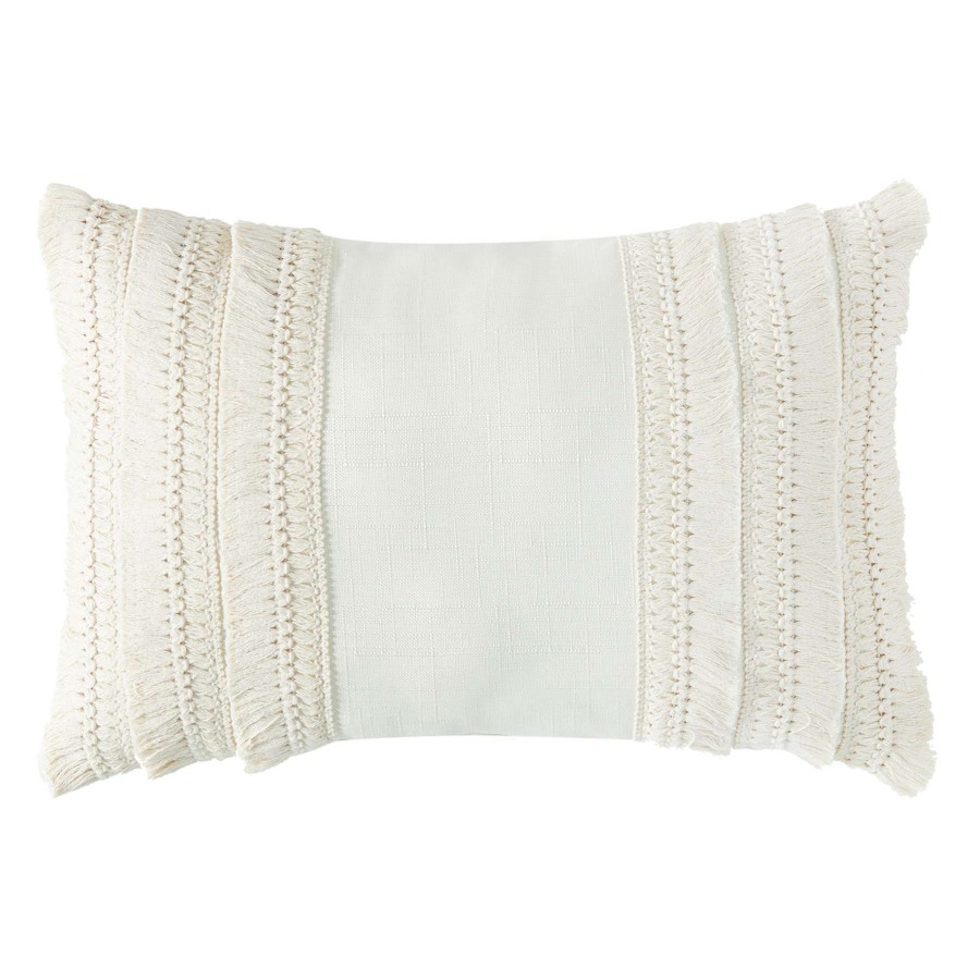 Home Accessories * | Italian Farmhouse Natural Fringe Oblong Throw Pillow, 12 18 Exceptional Design