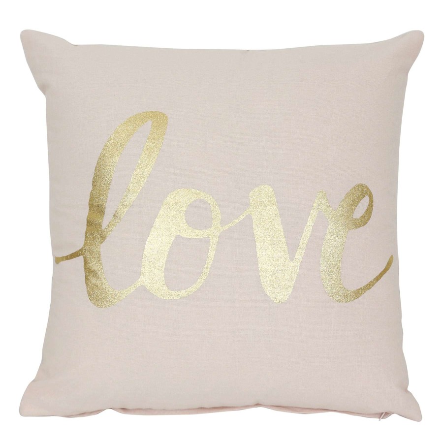 Home Accessories * | Pink & Gold Foiled Love Pillow, 16 Discount Store