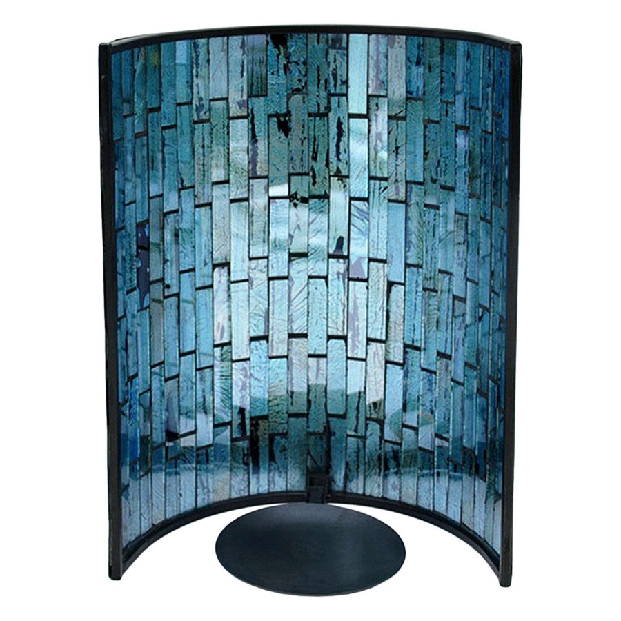 Home Accents * | Metal Wall Sconce With Blue Tiled Mosaic Glass, 10 Reduction In Price