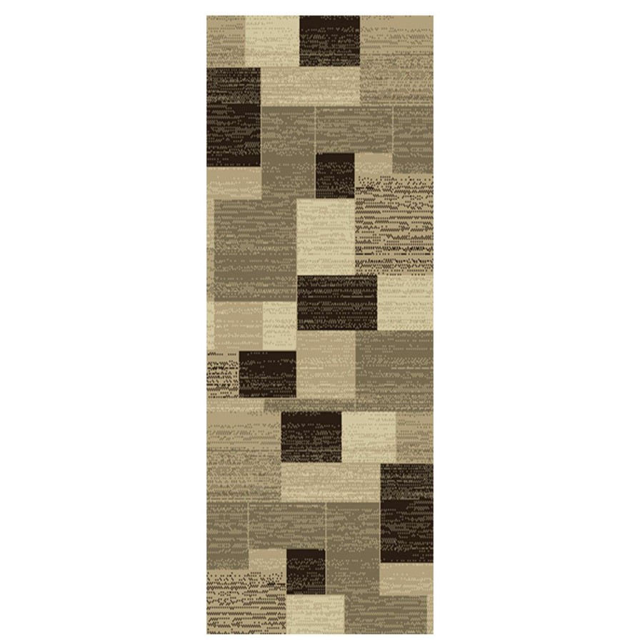 Rugs & Curtains * | (B446) Romance Tan & Brown Geometric Runner, 2 6 Limited Edition