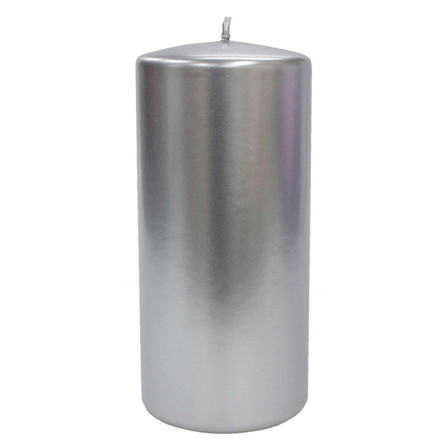 Home Accessories * | Laila Ali Metallic Silver Unscented Pillar Candle, 6 At Discount Prices