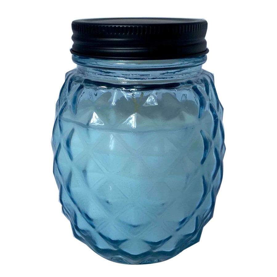 Home Accessories * | Blue Glass Pineapple Citronella Candle, 11Oz At Low Price