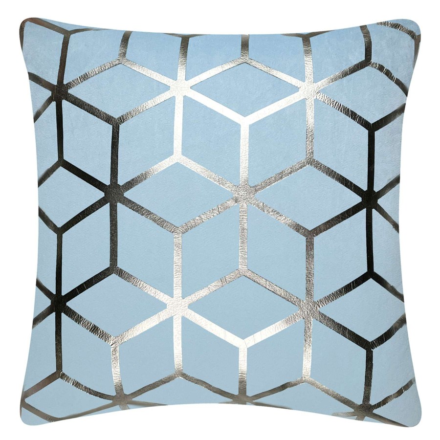 Home Accessories * | Cool Blue & Silver Metallic Print Throw Pillow, 18 Delicate Design