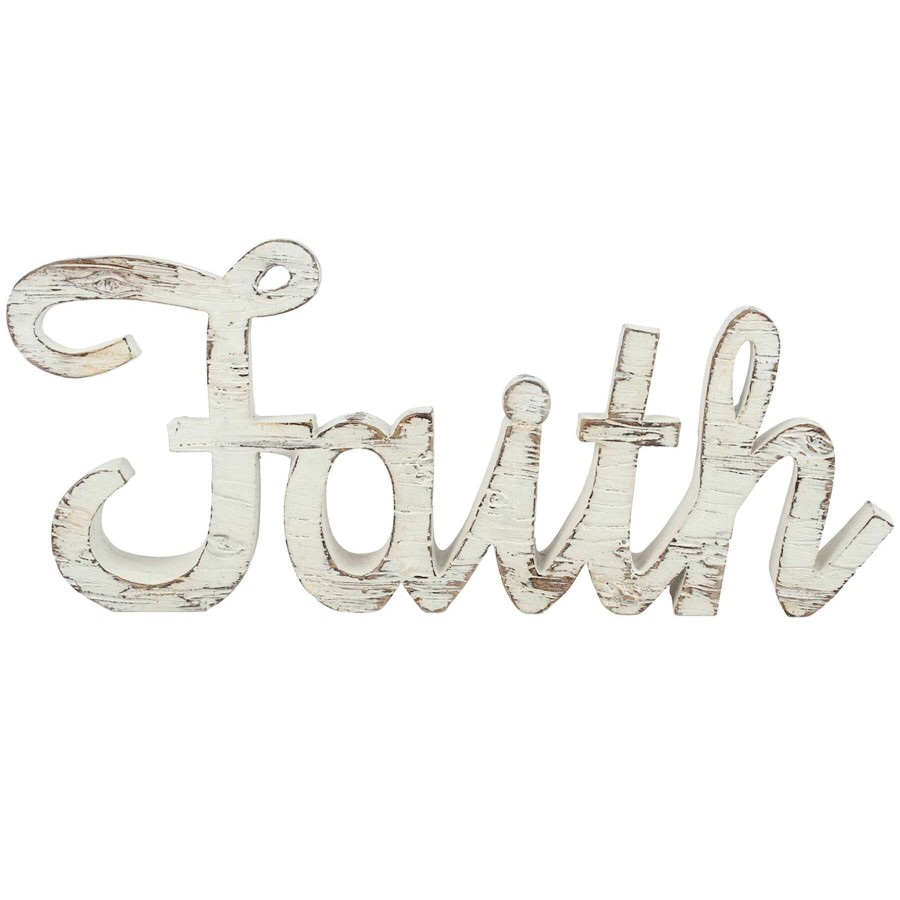 Home Accents * | Faith Cutout Distressed Table Sign, 5 3 Limited Edition