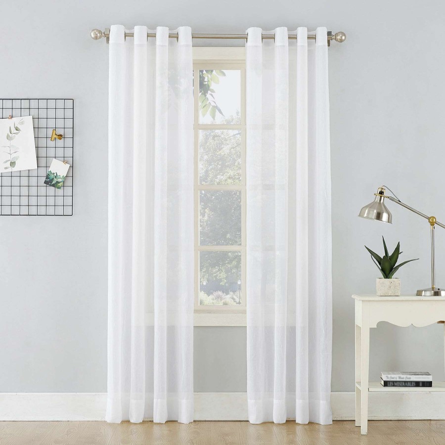 Rugs & Curtains * | Erica White Crushed Sheer Voile Grommet Curtain Panel, 84 Discount Store