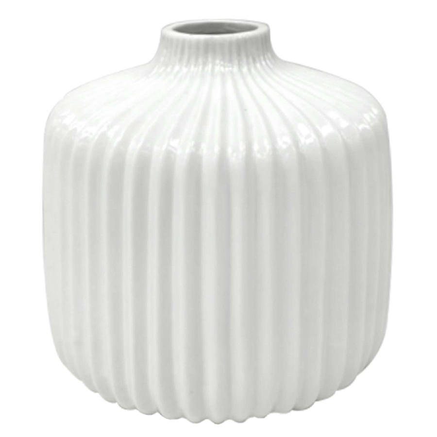 Home Accents * | White Ceramic Vase, 4 At Reduced Price