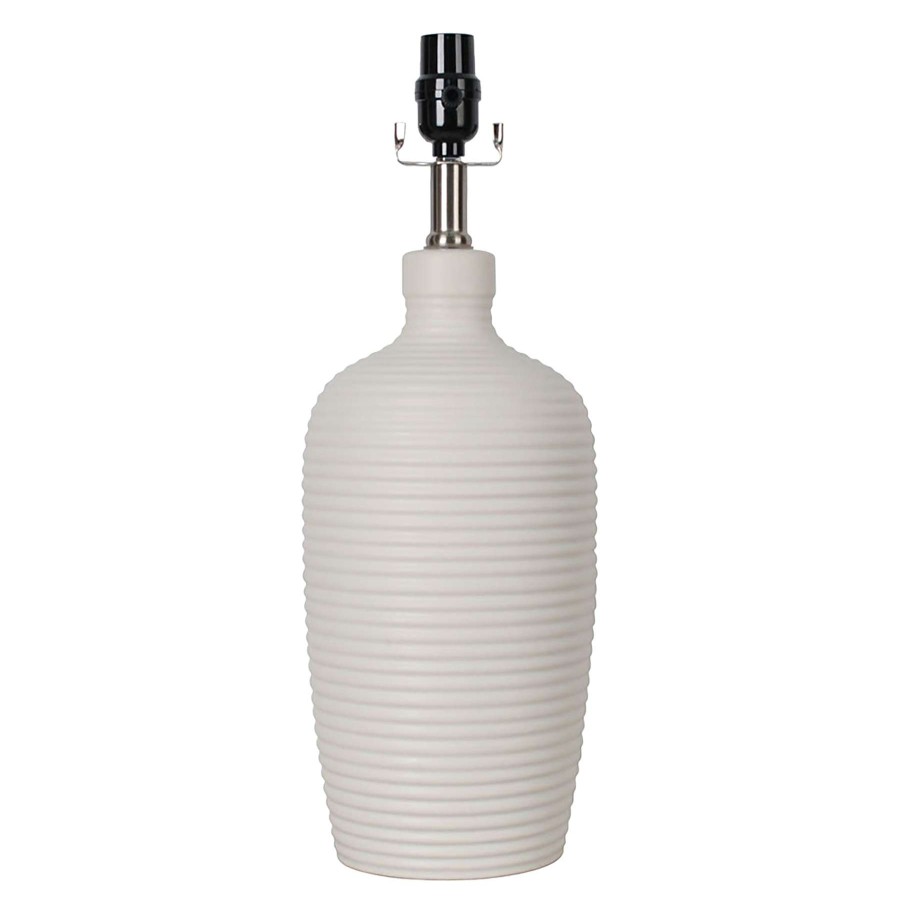 Home Accessories * | Neutral Ceramic Striped Lamp, 17 Fire Sale