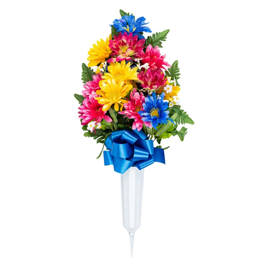 Home Accessories * | Blue Gerbera Spray In Memorial Vase, 23 Discounts