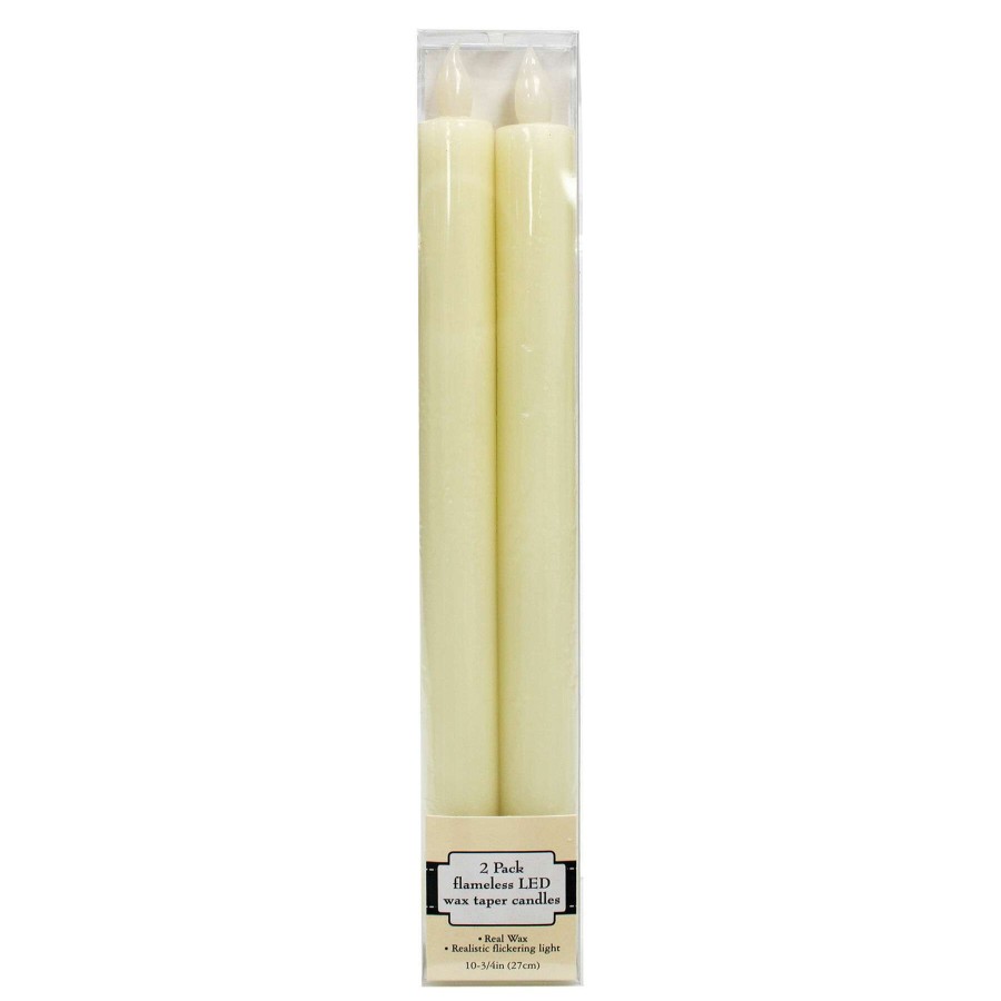 Home Accessories * | 2-Pack 10In. Led Flameless Taper Candle Ivory Hot Sale