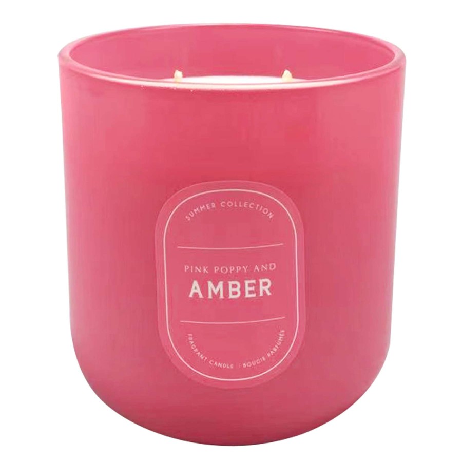 Home Accessories * | Pink Poppy & Amber Scented Glass Candle, 12.5Oz Premium Product