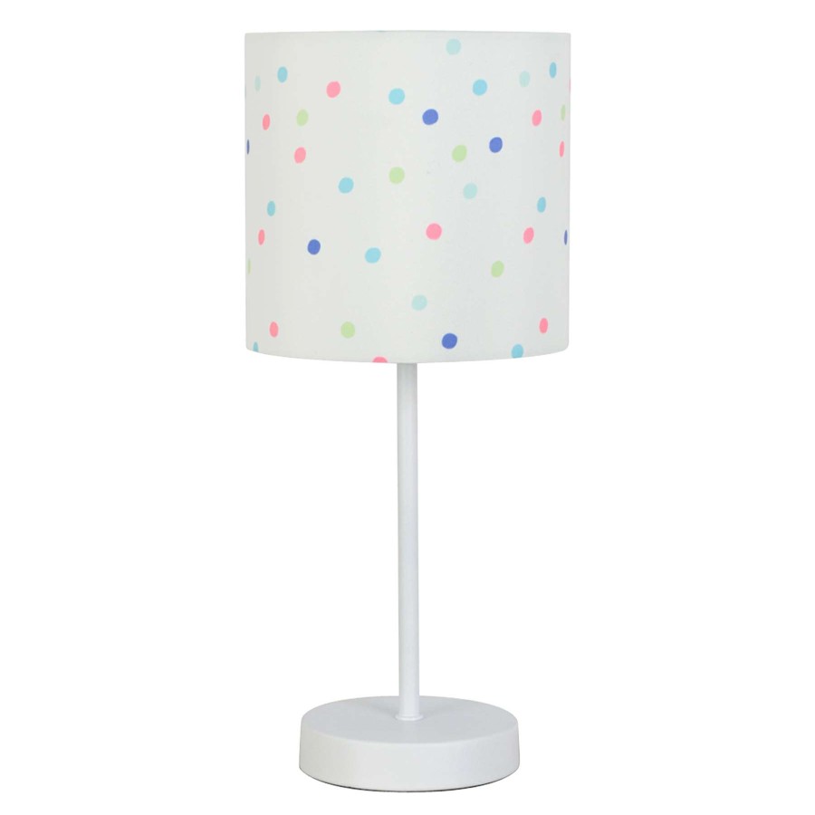 Home Accessories * | Kids' White Accent Lamp With Polka Dot Shade, 15 Discount Store