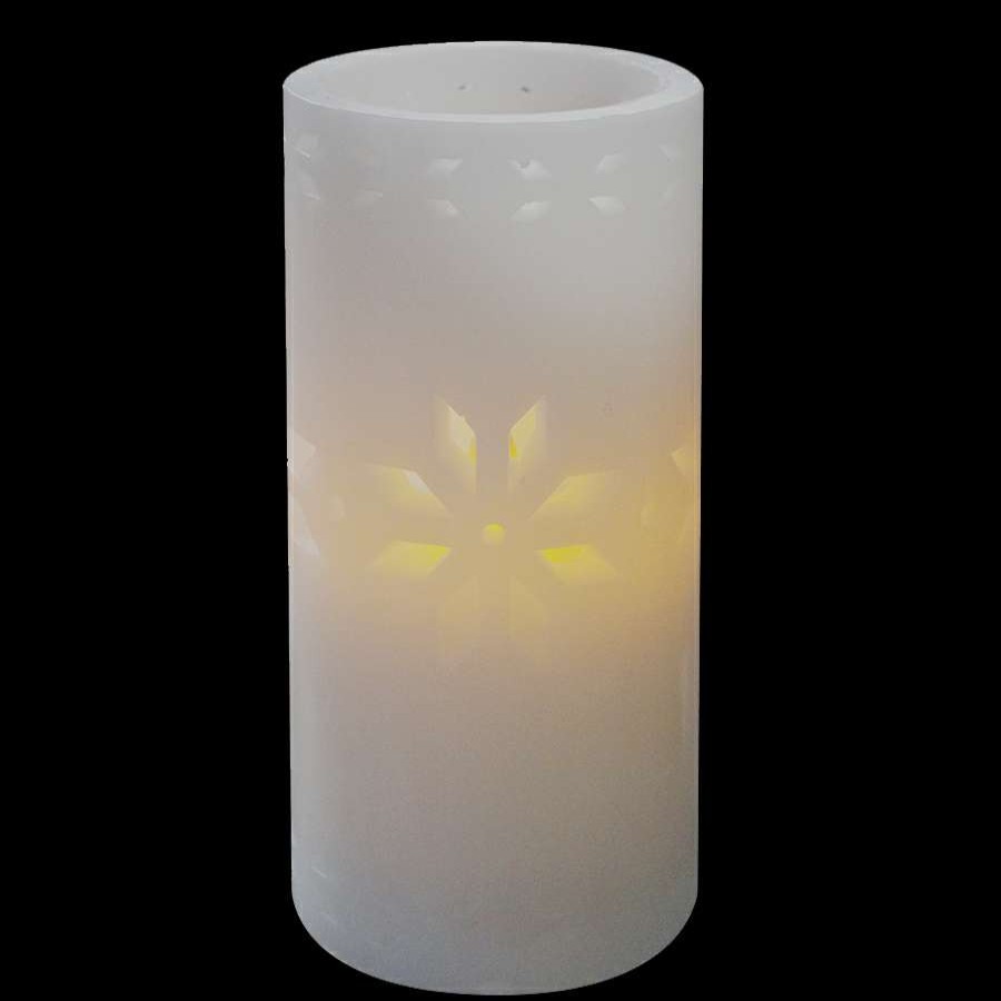 Home Accessories * | Yule Tidings White Snowflake Led Candle, 6 At Low Price