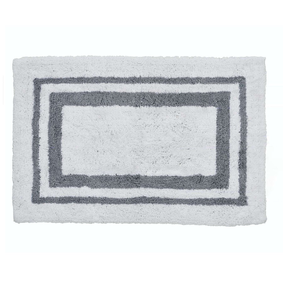 Rugs & Curtains * | Hotel Border 20X30 Bath Rug Grey/White New Collections