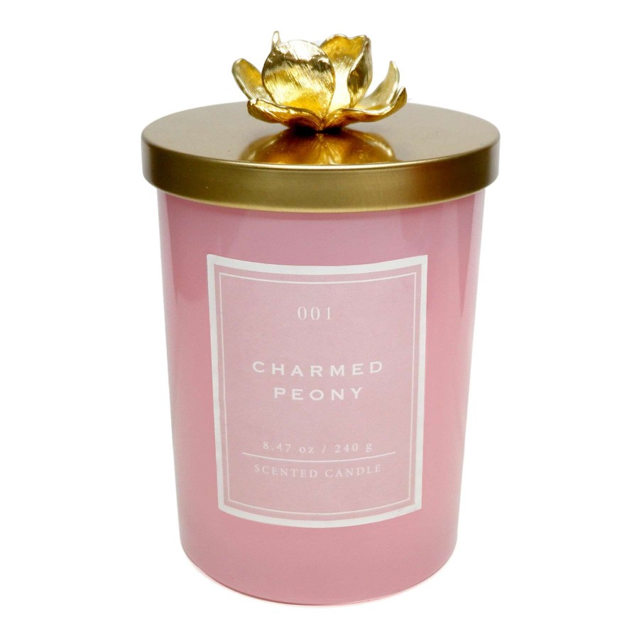 Home Accessories * | Charmed Peony Scented Flower Lid Jar Candle, 8.47Oz Exceptional Design