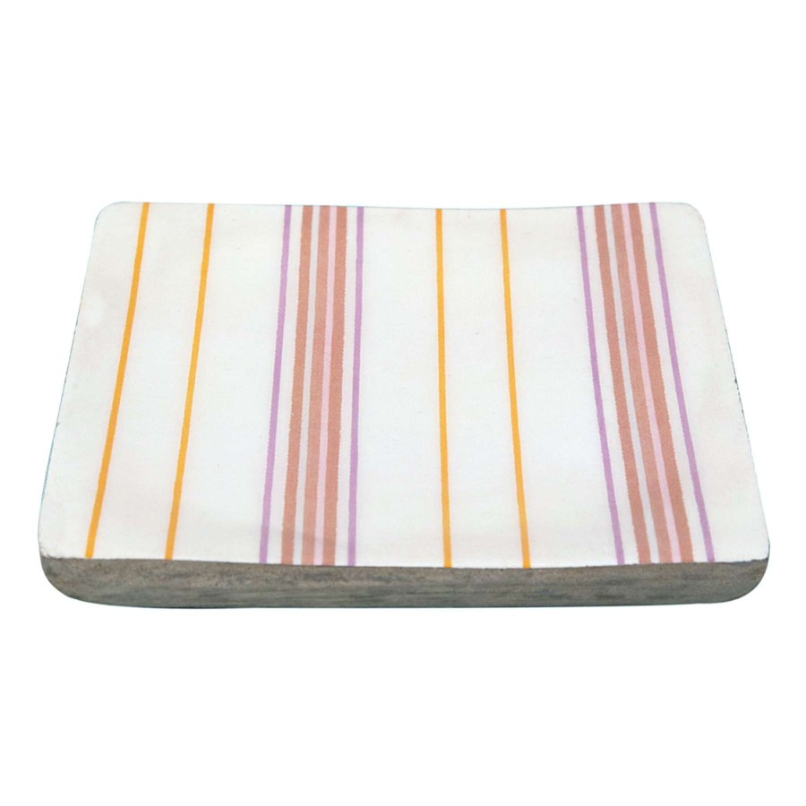 Home Accents * | Tracey Boyd Pink Striped Trinket Tray, 5 Reliable Quality