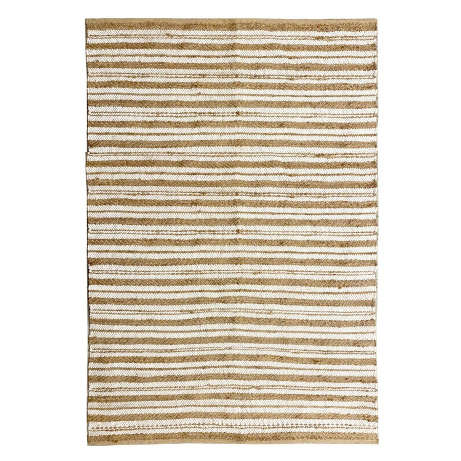 Rugs & Curtains * | (B596) Honeybloom Jute Ivory Cotton Striped Area Rug, 7 9 Fire Sale