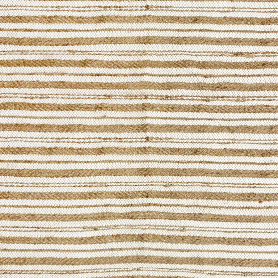 Rugs & Curtains * | (B596) Honeybloom Jute Ivory Cotton Striped Area Rug, 7 9 Fire Sale