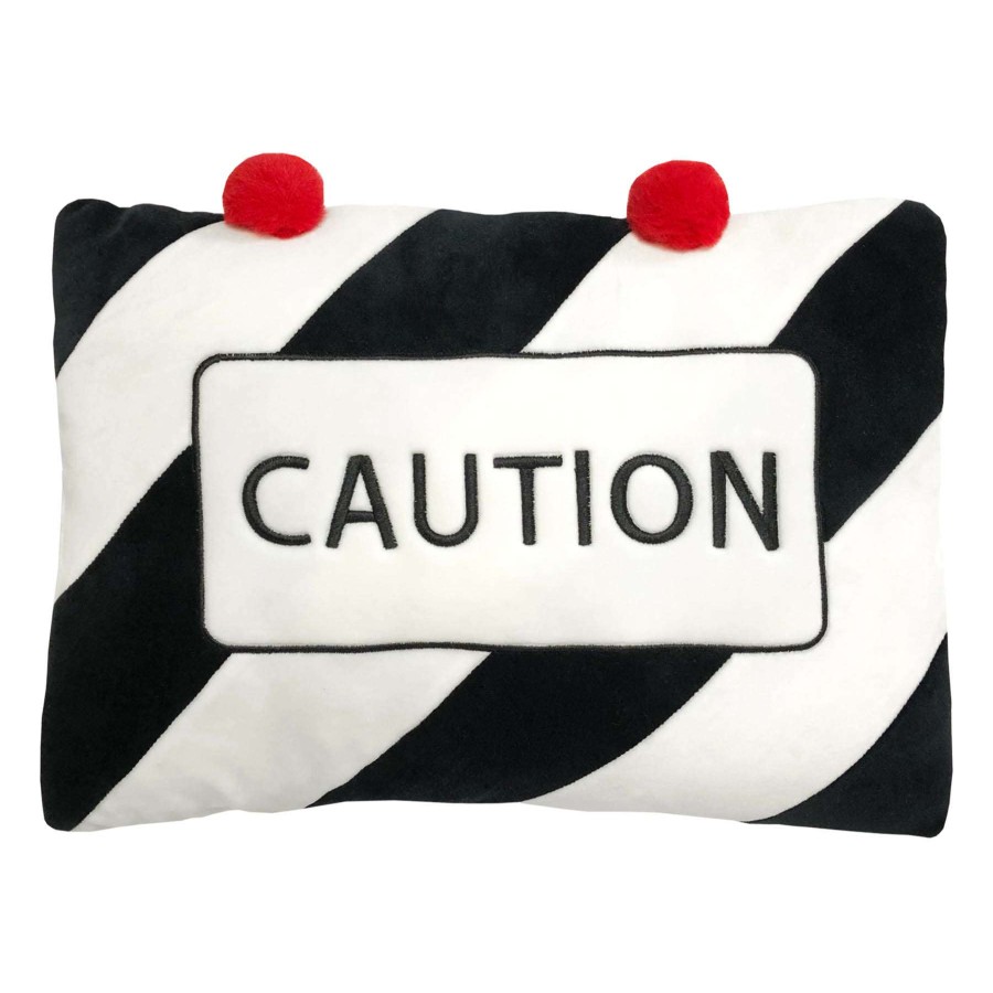 Home Accessories * | Caution Alert Embroidered Shaped Plush Pillow At Reduced Price