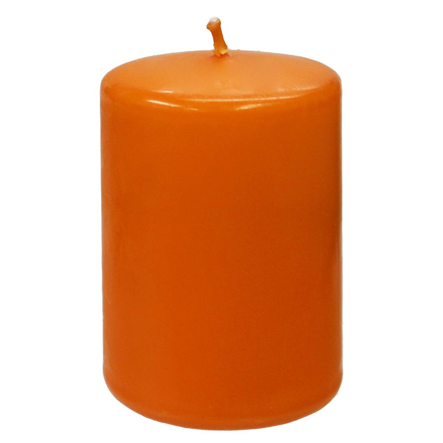 Home Accessories * | Orange Halloween Pillar Candle, 4 Discount Store