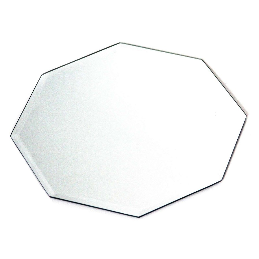 Home Accents * | Glass Octagon Beveled Edge Mirror Candle Plate, 10 Hot Sale