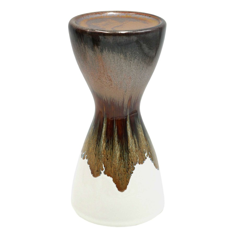 Home Accents * | White & Brown Reactive Ceramic Vase, 8 Discounts