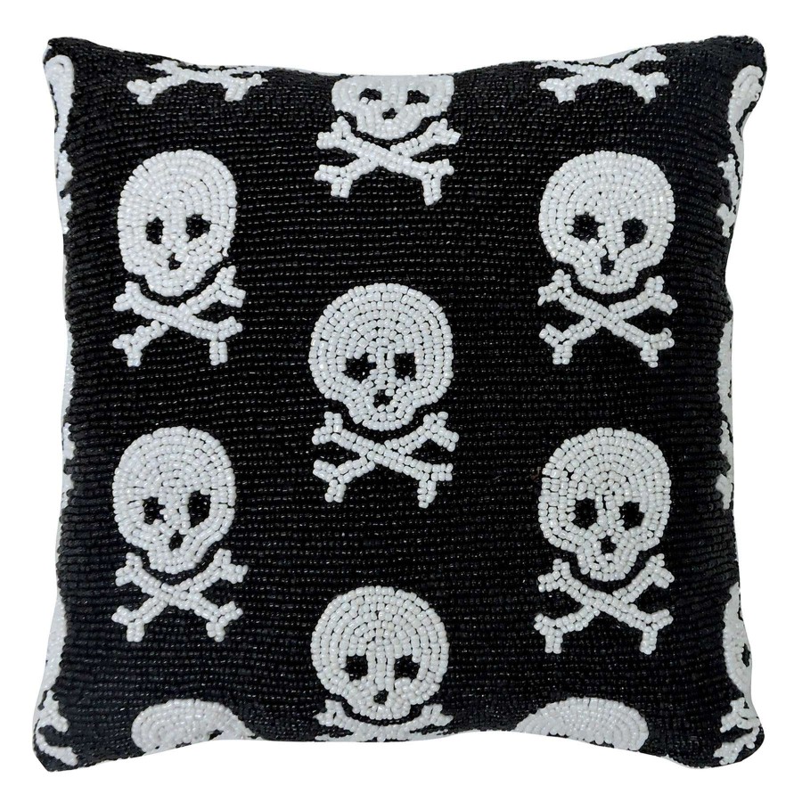 Home Accessories * | Beaded Skulls Halloween Throw Pillow, 12 Lower Prices