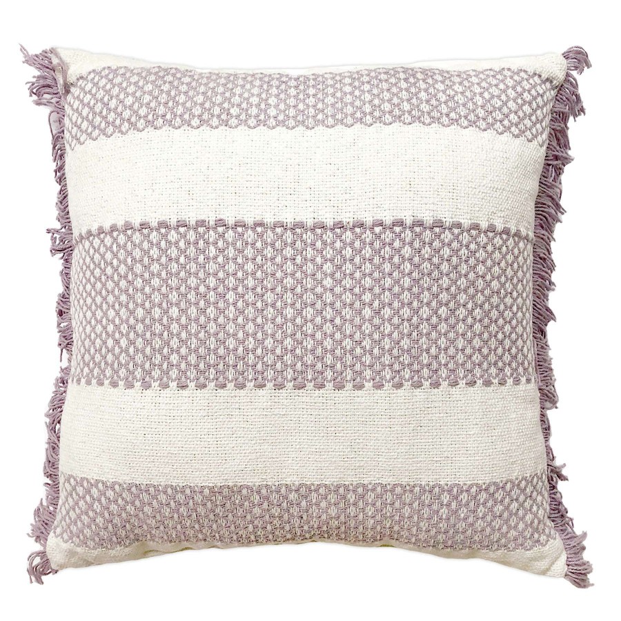 Home Accessories * | Purple Diamond Print Woven Fringe Throw Pillow, 18 Delicate Design