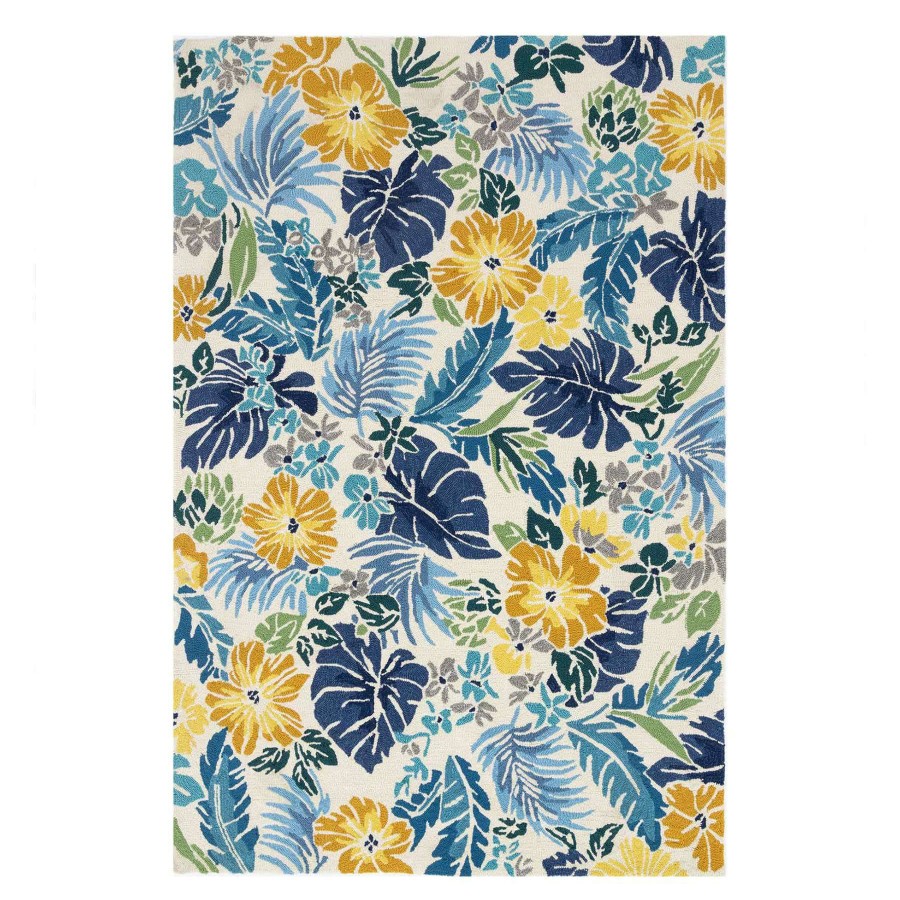 Rugs & Curtains * | (E264) Santa Monica Blue Floral Indoor & Outdoor Area Rug, 7 10 At Reduced Price