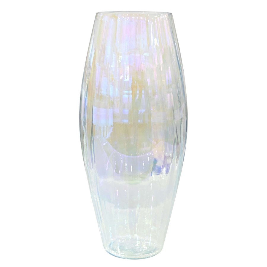 Home Accents * | Laila Ali Clear Iridescent Glass Vase, 14 Fire Sale