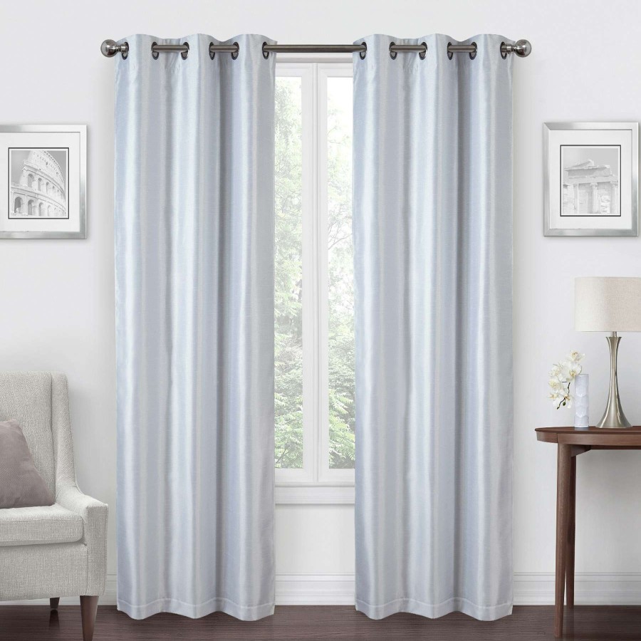 Rugs & Curtains * | White Faux Silk Blackout Grommet Curtain Panel, 84 Good Quality