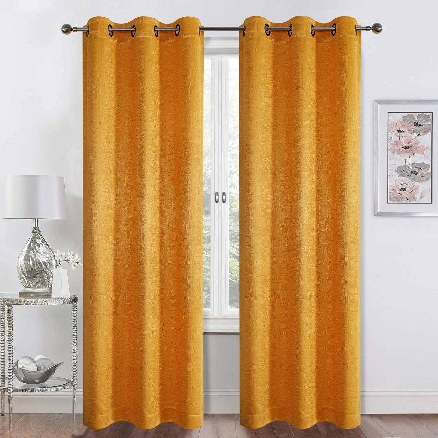 Rugs & Curtains * | Barnes Yellow Textured Grommet Curtain Panel, 84 Classical Style