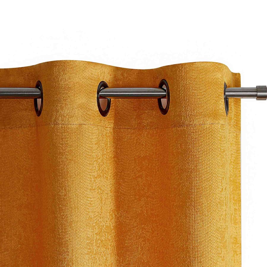 Rugs & Curtains * | Barnes Yellow Textured Grommet Curtain Panel, 84 Classical Style