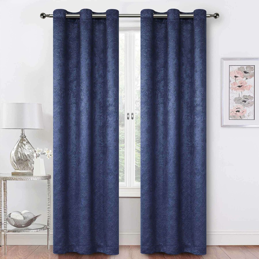 Rugs & Curtains * | Jasper 76X84 Embossed Bo Grmt Pnl Pair Navy Exclusive Design