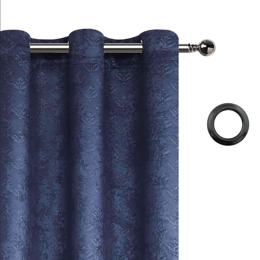 Rugs & Curtains * | Jasper 76X84 Embossed Bo Grmt Pnl Pair Navy Exclusive Design