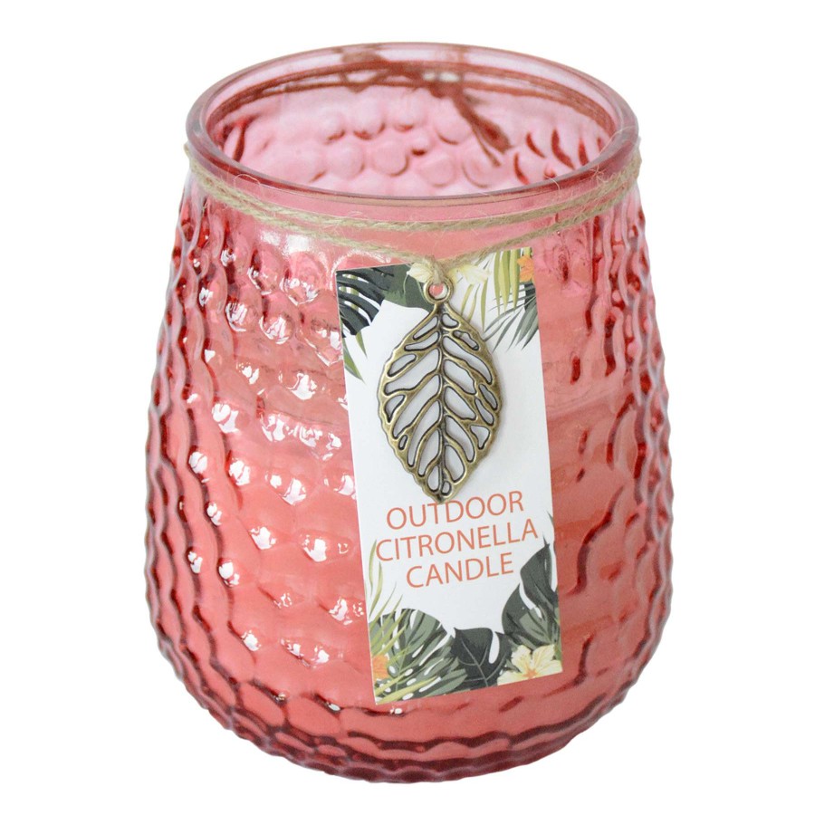 Home Accessories * | 2-Wick Red Glass Citronella Jar Candle, 16Oz Outlet