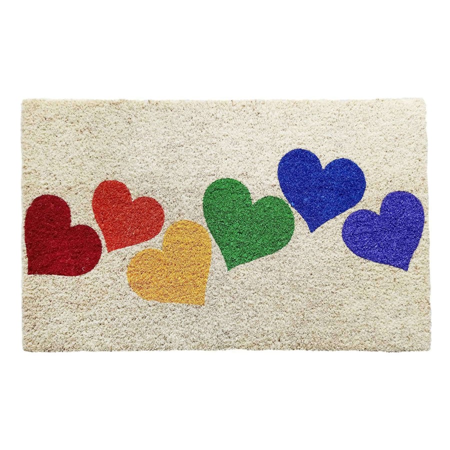 Rugs & Curtains * | Rainbow Hearts Coir Mat, 18 30 Delicate Design