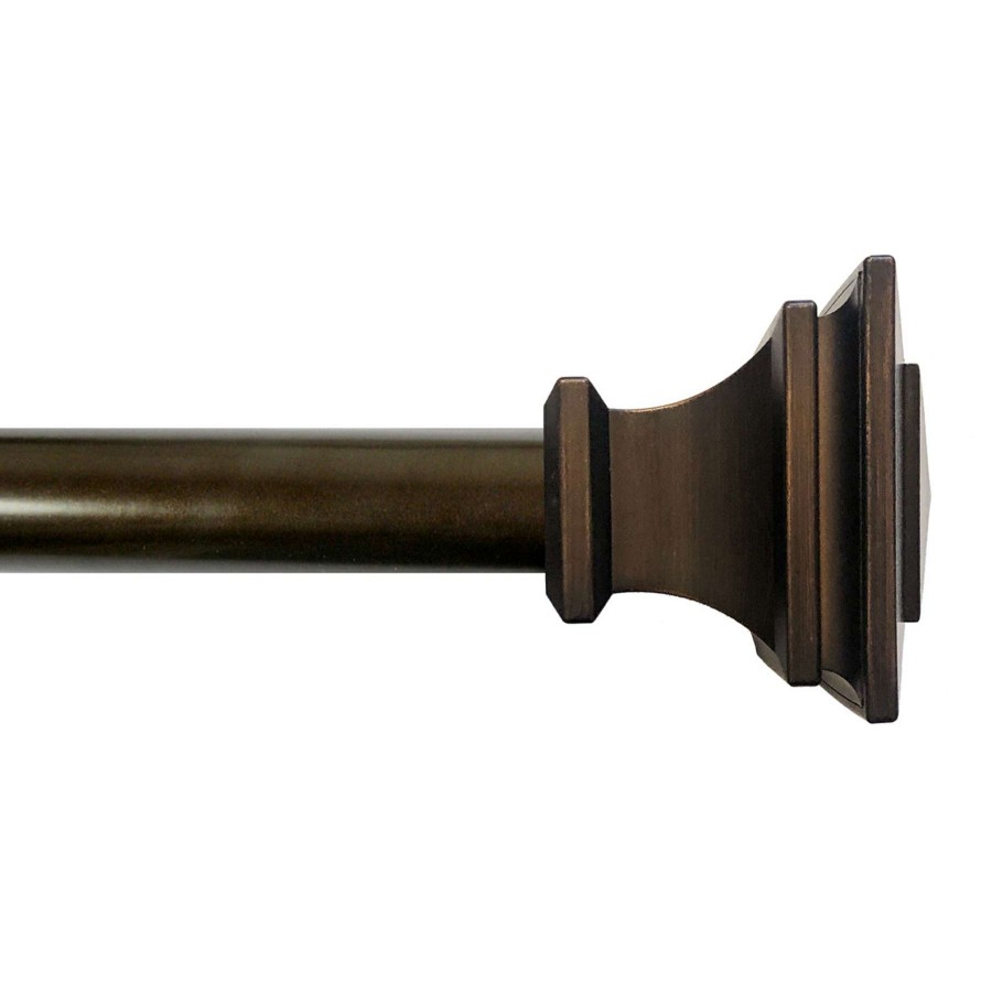 Rugs & Curtains * | Mitchell Square 18 -36 Adjustable 1 Diameter Curtain Rod, Bronze Finish Hot Sale