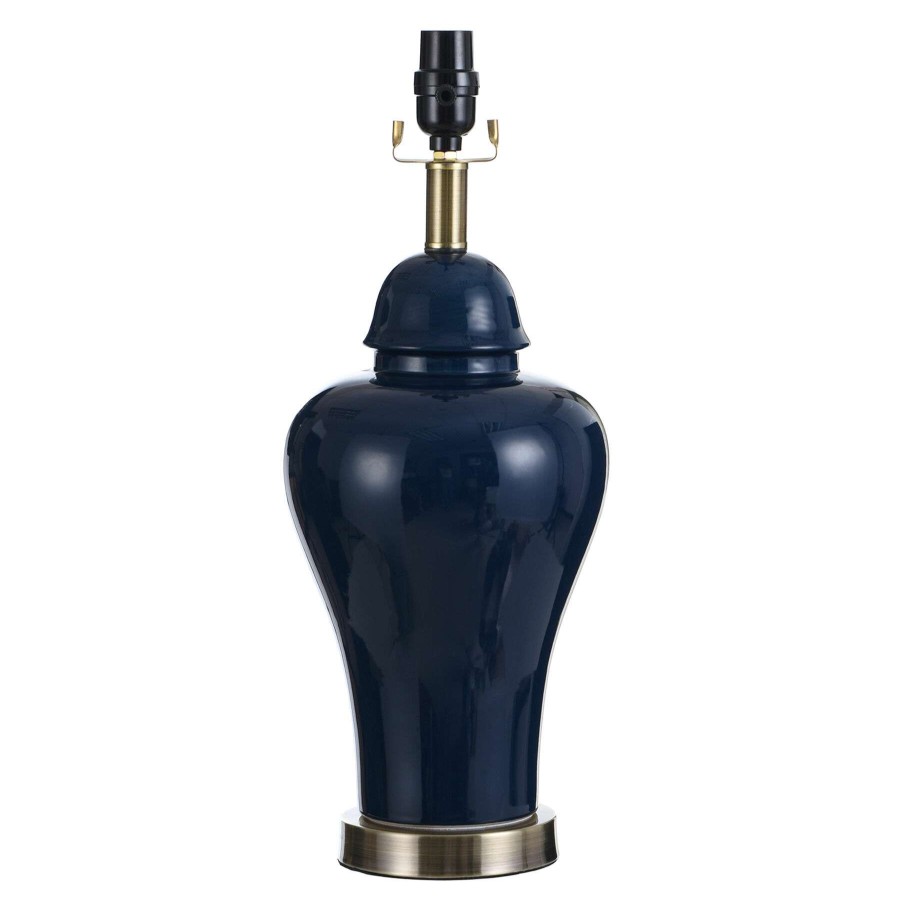 Home Accessories * | Grace Mitchell Dark Blue Ceramic Table Lamp, 19 Reliable Quality