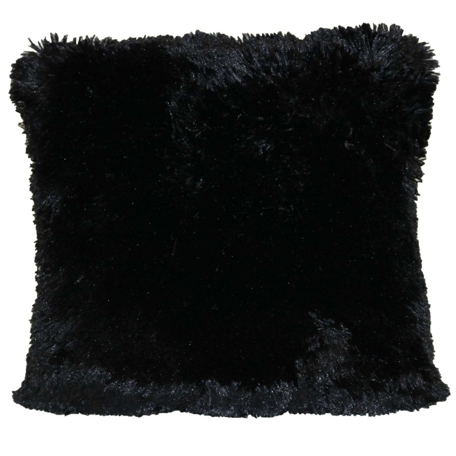 Home Accessories * | Shagalicious Black Faux Fur Throw Pillow, 18 New Collections