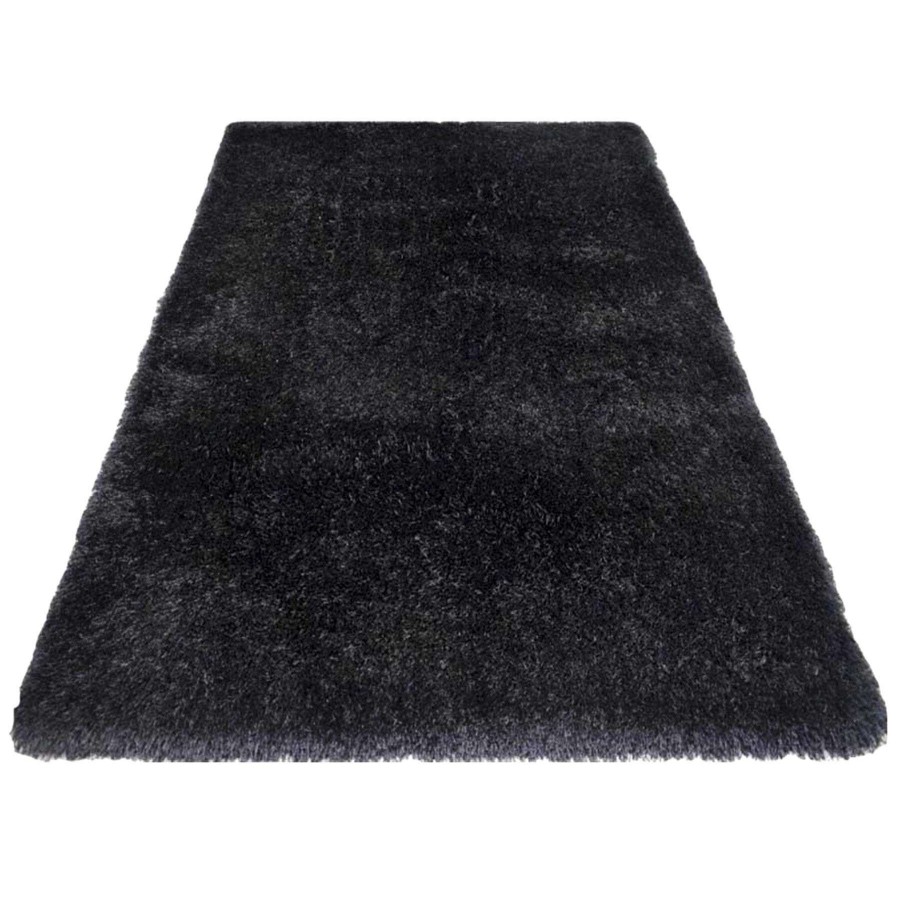 Rugs & Curtains * | Black Long Pile Shag Accent Rug, 2 4 Fire Sale