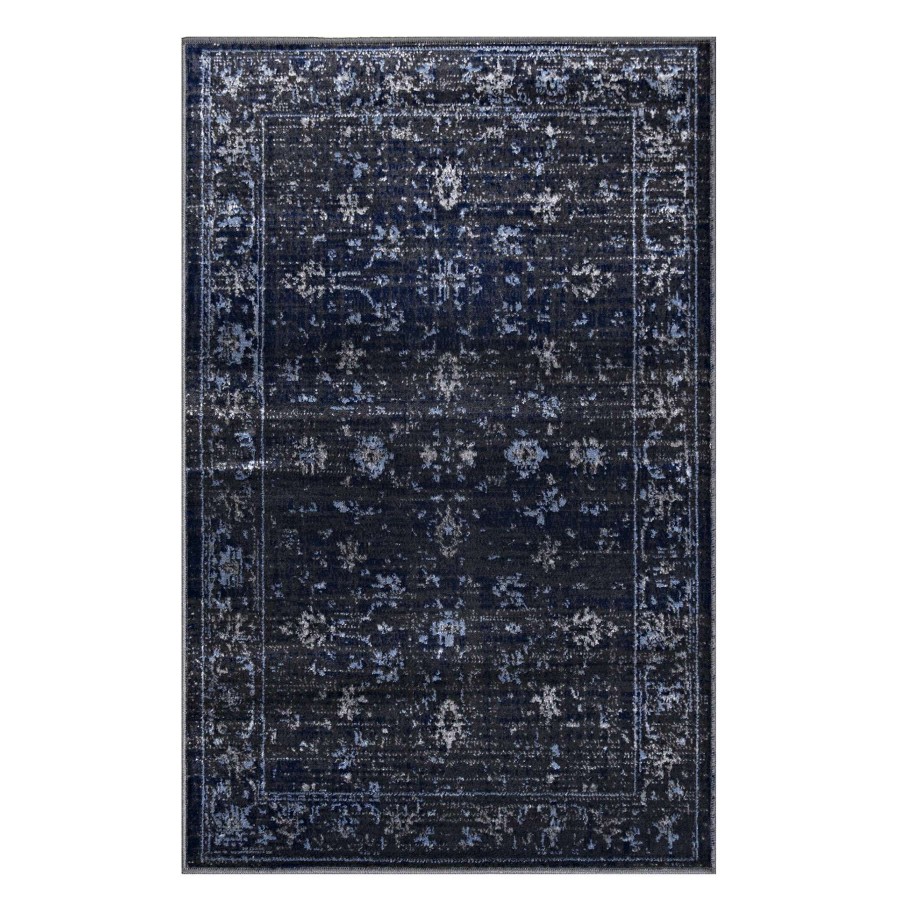 Rugs & Curtains * | (D484) Antika Black Floral Accent Rug, 3 4 Lower Prices