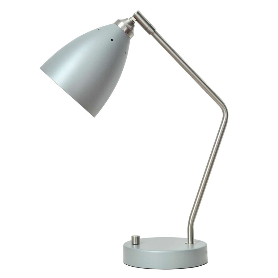 Home Accessories * | Grey & Silver Metal Task Lamp, 17 Reduction In Price