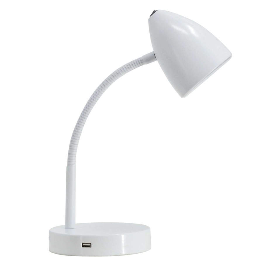 Home Accessories * | White Metal Led Task Lamp With Usb Port, 15 At Discount Prices